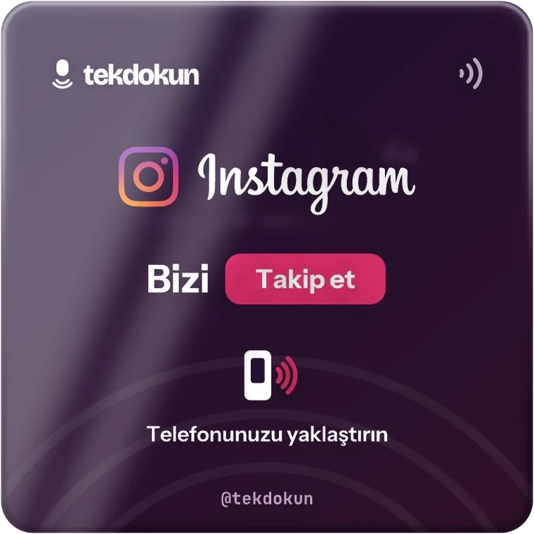 Instagram kartı, 8 × 8 cm parlak pleksi, koyu